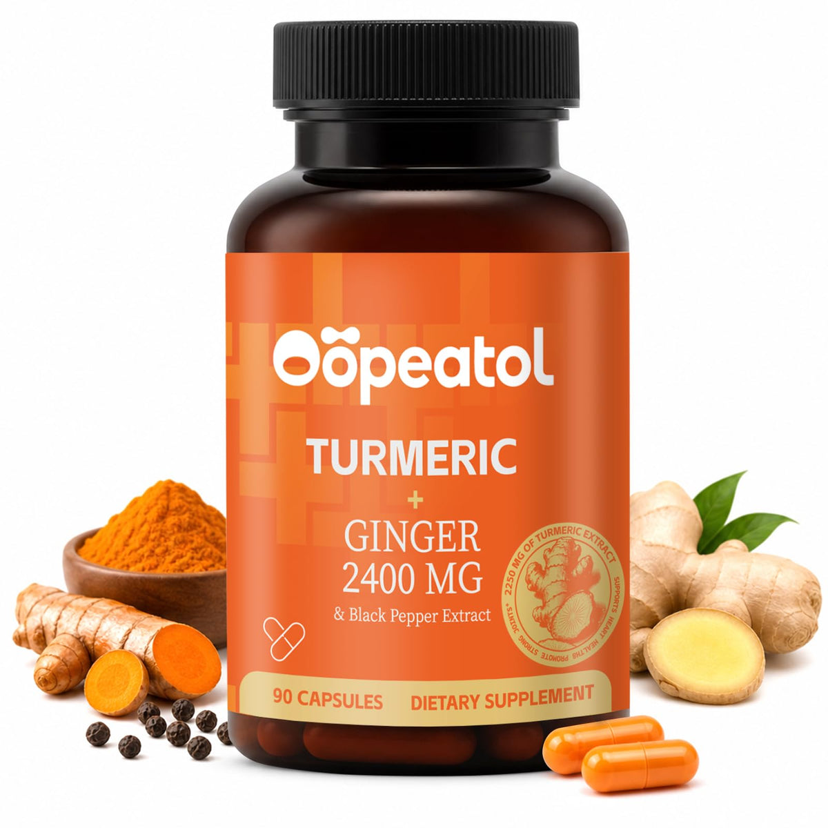 Flacon Oopeatol Curcuma 2250mg avec Extrait de Poivre Noir