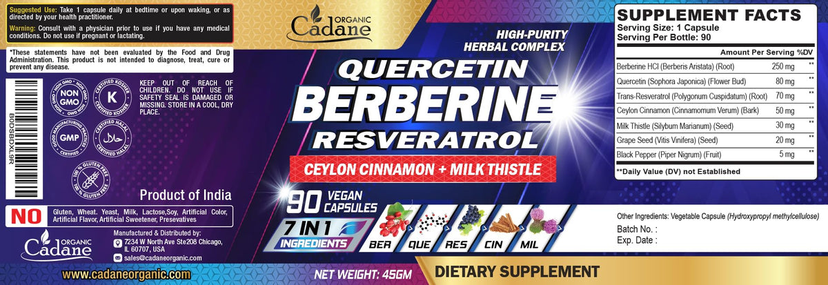 Flacon Organic Cadane 7 en 1 ouvert avec capsules