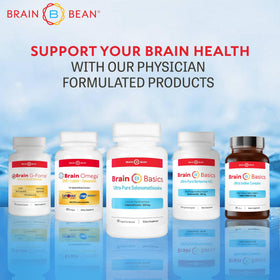 Flacon ouvert de Brain Bean Ultra-Pure Selenomethionine avec capsules visibles