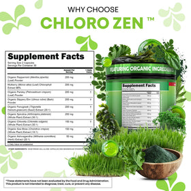 Flacon ouvert de capsules de chlorophylle Clean Nutraceuticals
