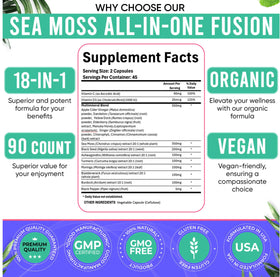 Flacon ouvert de capsules de mousse de mer Adndale avec gélules visibles