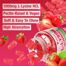 Flacon ouvert de gummies L-Lysine 1000mg Yikecao