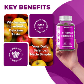 Flacon ouvert de gummies Vitamatic pour la thyroïde