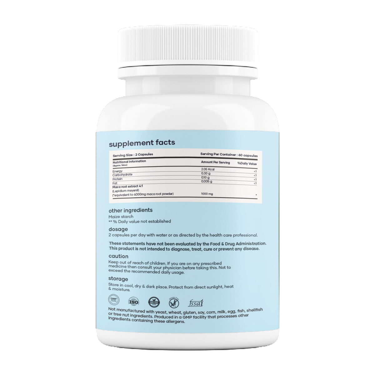 Flacon ouvert de mars by GHC Capsules de Racine de Maca avec capsules visibles