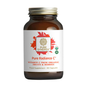 Flacon ouvert de PURE SYNERGY Pure Radiance C avec capsules visibles