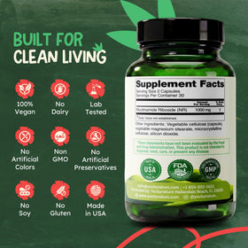 Flacon ouvert de YOUBYNATURE Nicotinamide Riboside avec capsules visibles