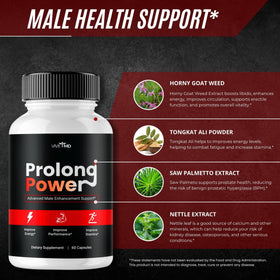 Flacon ouvert des capsules Prolong Power Wellnessesity montrant les capsules
