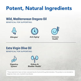 Flacon ouvert montrant l'huile d'origan Oreganol