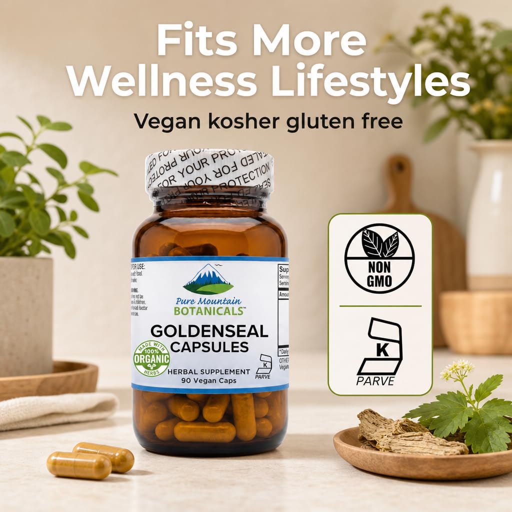 Flacon ouvert montrant les capsules de Goldenseal 250mg