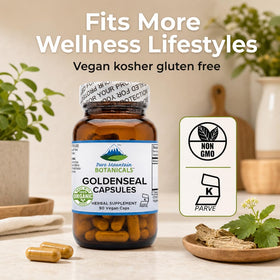 Flacon ouvert montrant les capsules de Goldenseal 250mg
