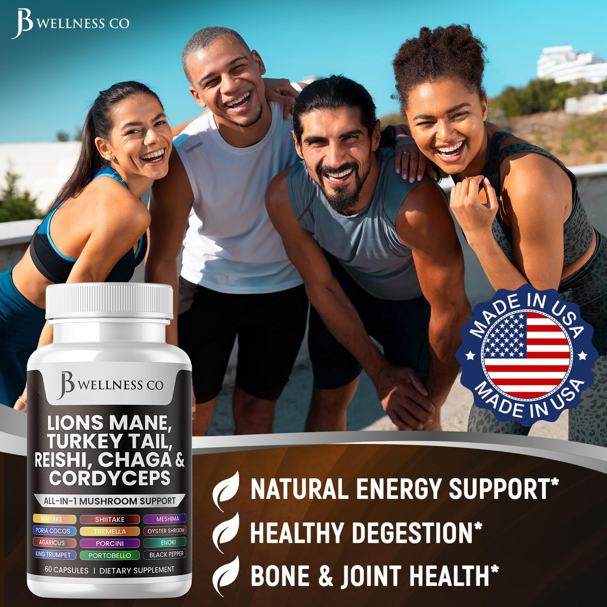 Flacon ouvert montrant les capsules de Lion's Mane