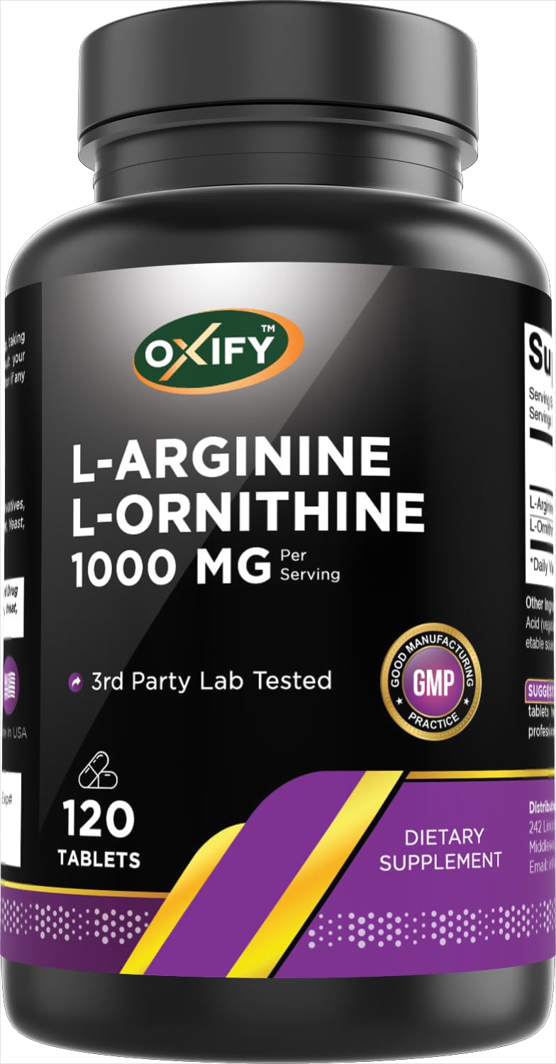 Flacon Oxify L-Arginine L-Ornithine 1000 mg de face