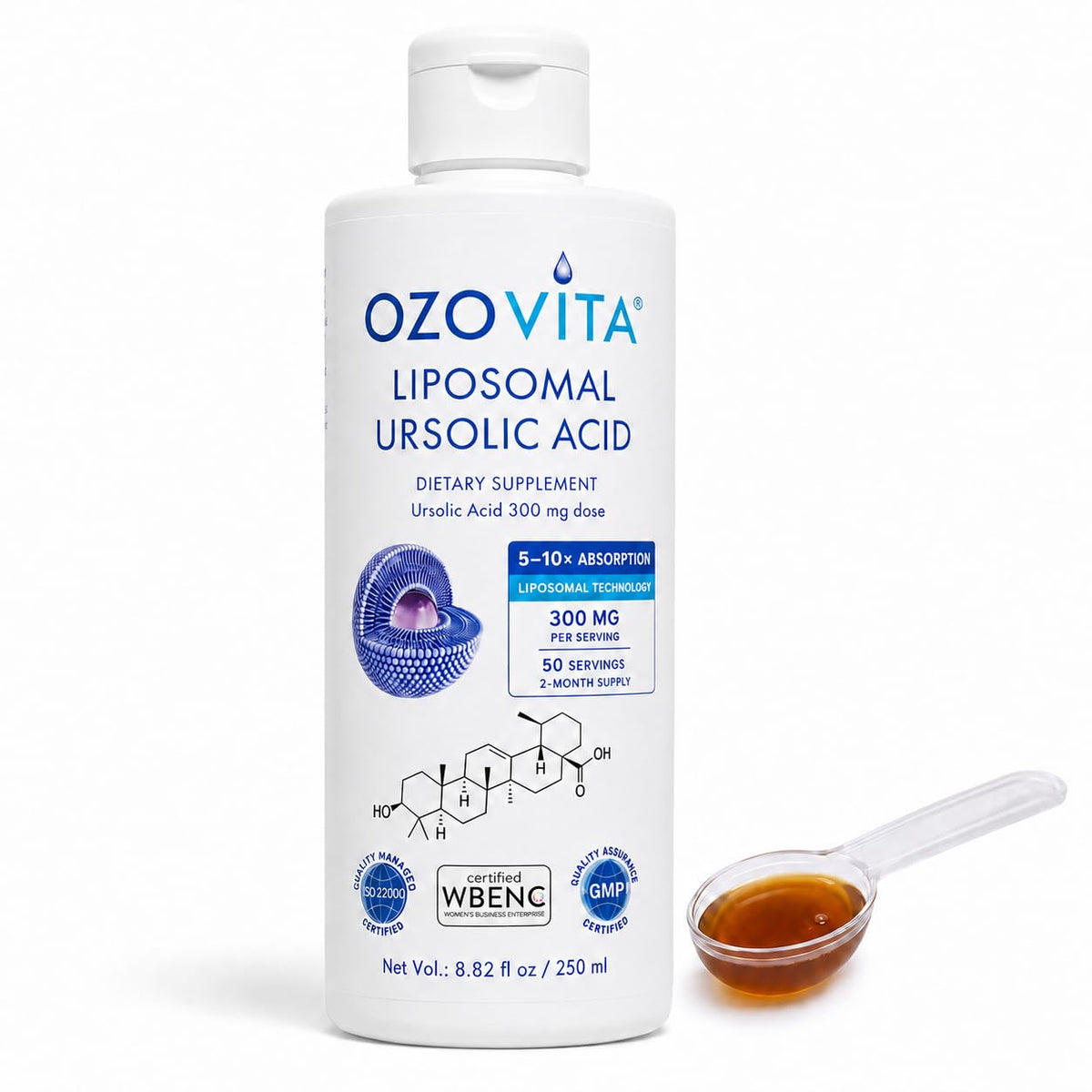 Flacon OZOVITA Acide Ursolique 300mg 250ml vue de face