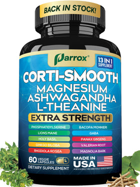 Flacon Parrox Corti-Smooth avec 60 capsules de magnésium et ashwagandha