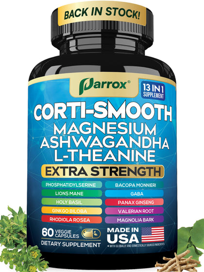 Flacon Parrox Corti-Smooth avec 60 capsules de magnésium et ashwagandha