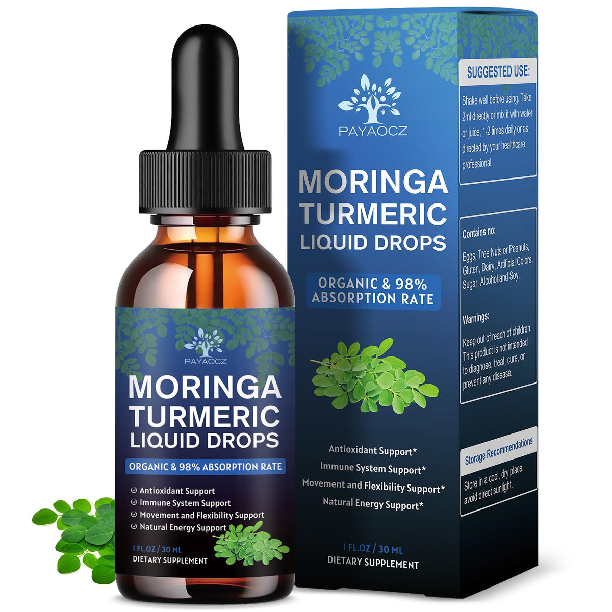 Flacon PAYAOCZ extrait de feuilles de moringa 1000mg face