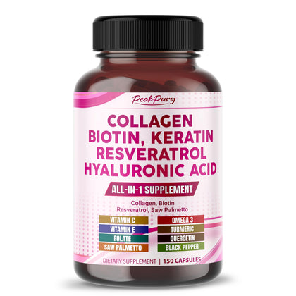 Flacon PEAKPURY de 150 capsules de collagène et biotine