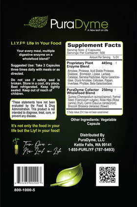 Flacon PuraDyme LiyfZyme 1000 capsules avec bouchon