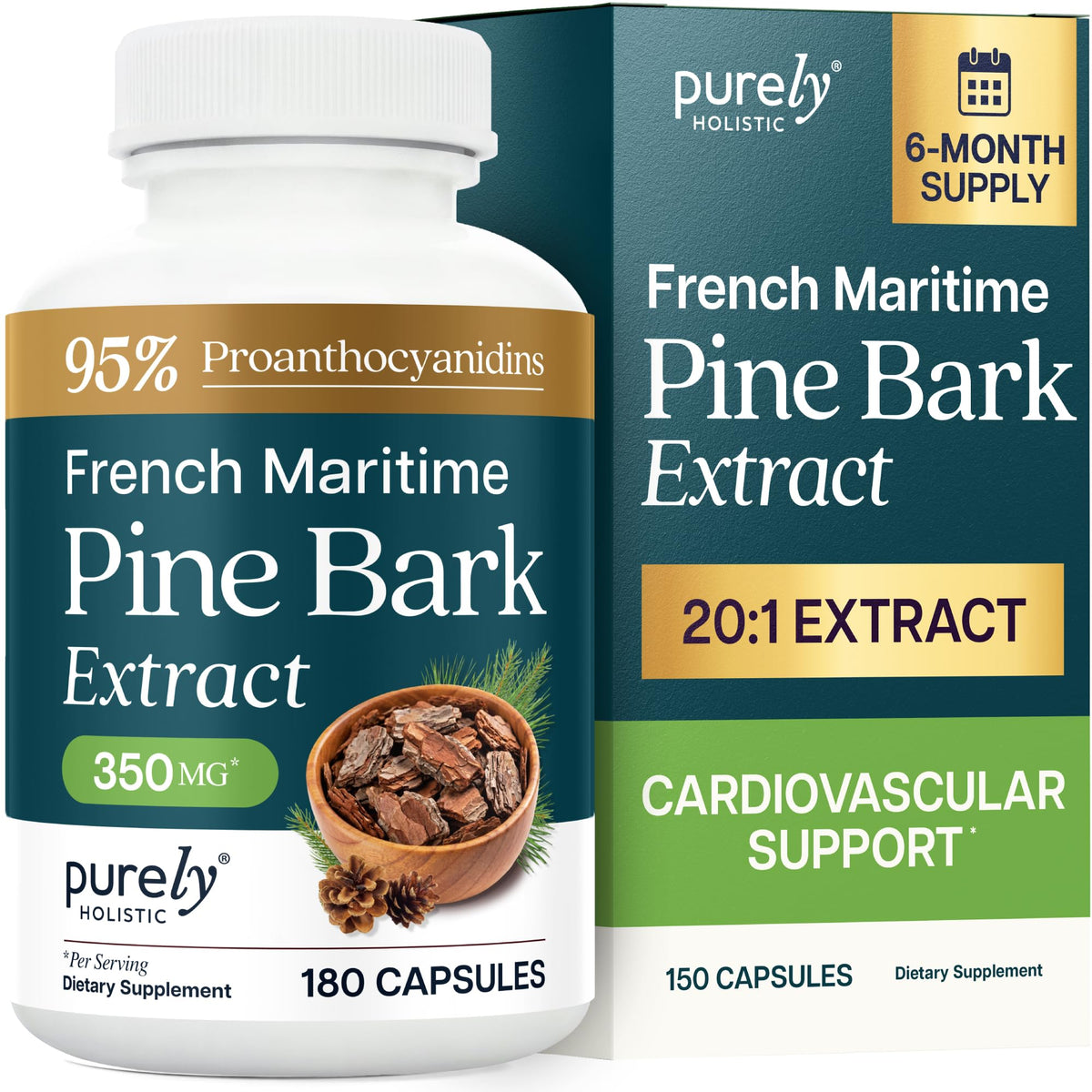 Flacon Purely Holistic Extrait de Pin Maritime 350mg vue de face