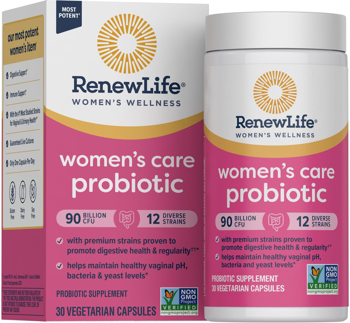 Flacon Renew Life Probiotique Femme 90 Milliards CFU vue de face