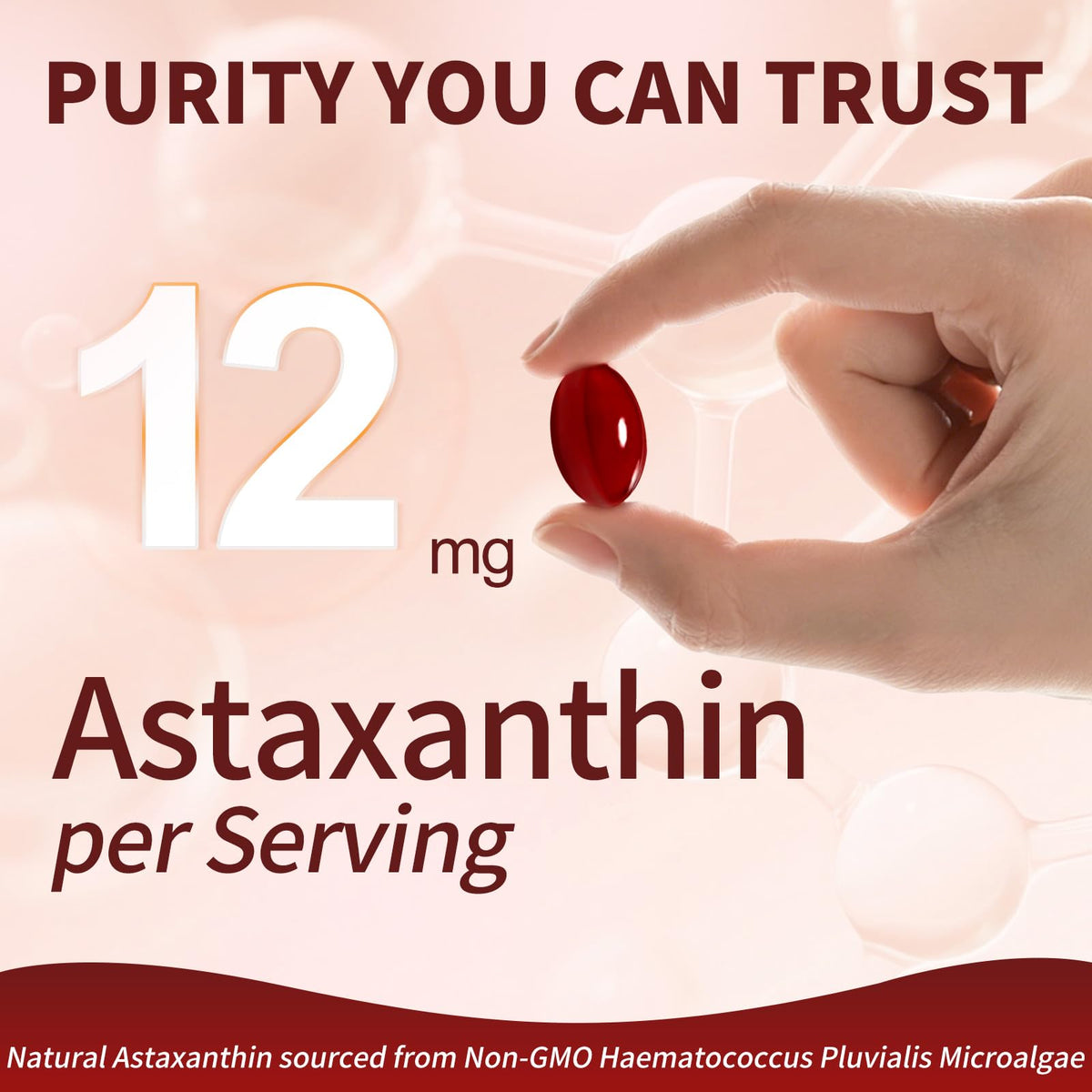 Flacon Rshoiw Astaxanthin 12mg avec étiquette visible