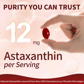 Flacon Rshoiw Astaxanthin 12mg avec étiquette visible