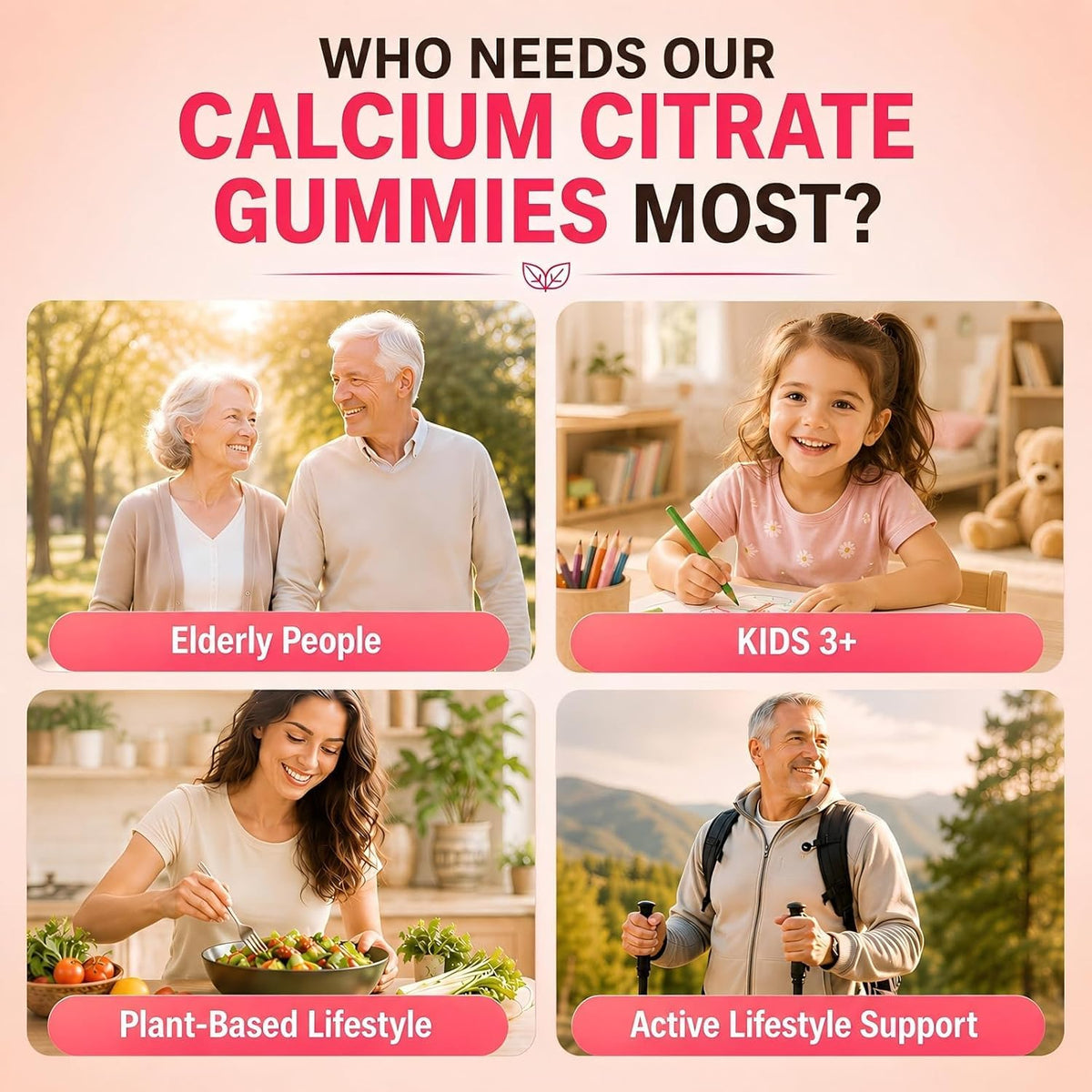 Flacon RUNUAN Calcium Citrate ouvert avec gummies