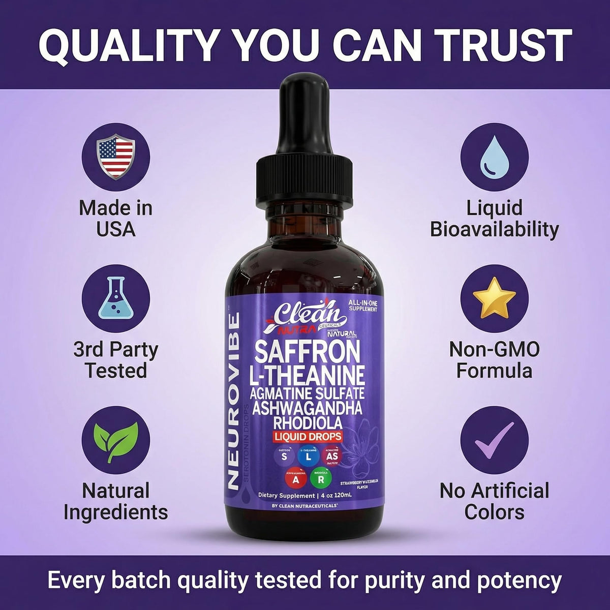 Flacon Saffran 4oz sur un fond naturel