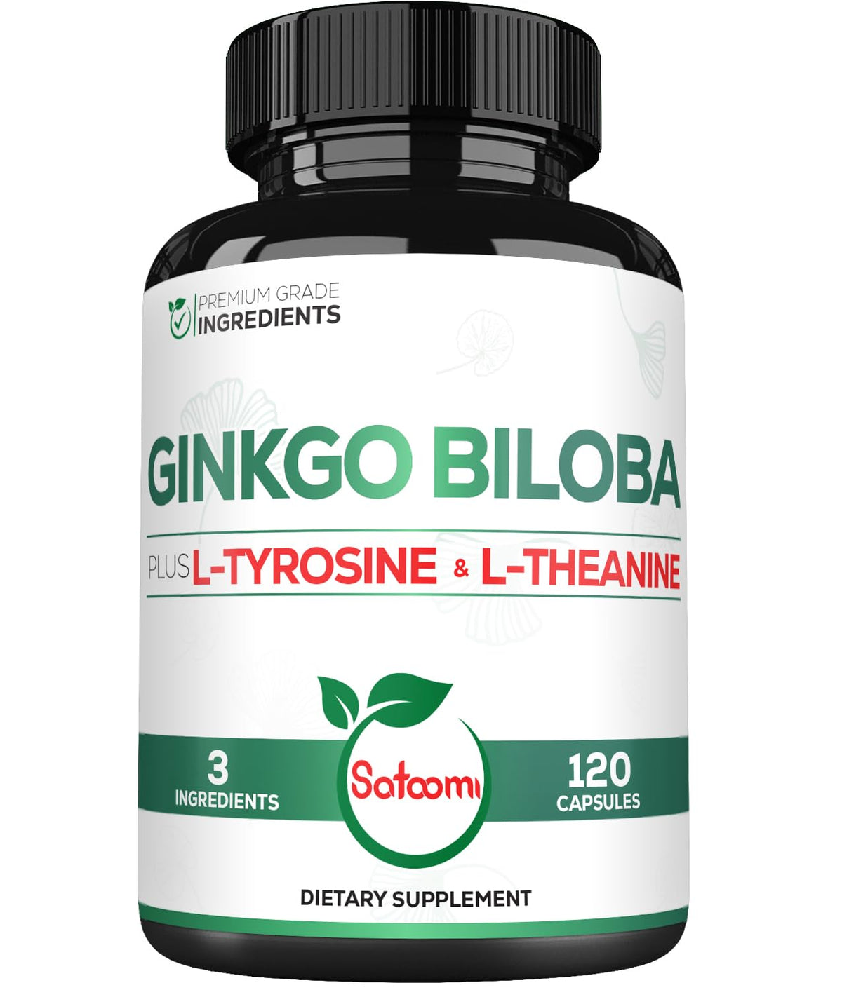 Flacon Satoomi Ginkgo Biloba 1000mg 120 capsules vue de face
