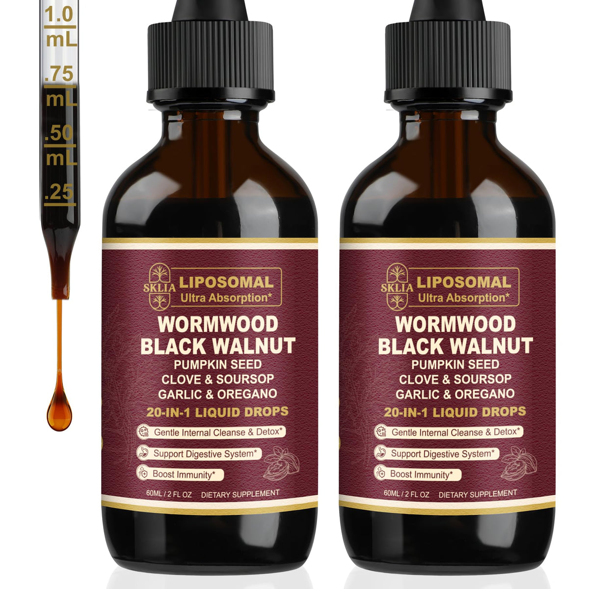 Flacon SKLIA 20-en-1 Nettoyage Liposomal avant avec étiquette