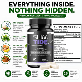 Flacon SlimTide MJO ouvert montrant les capsules à l'intérieur