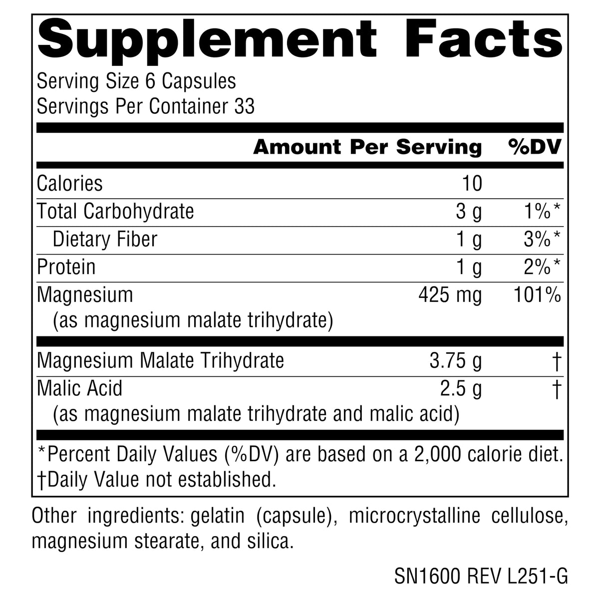 Flacon Source Naturals Magnésium Malate avec capsules à l'intérieur