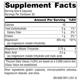 Flacon Source Naturals Magnésium Malate avec capsules à l'intérieur