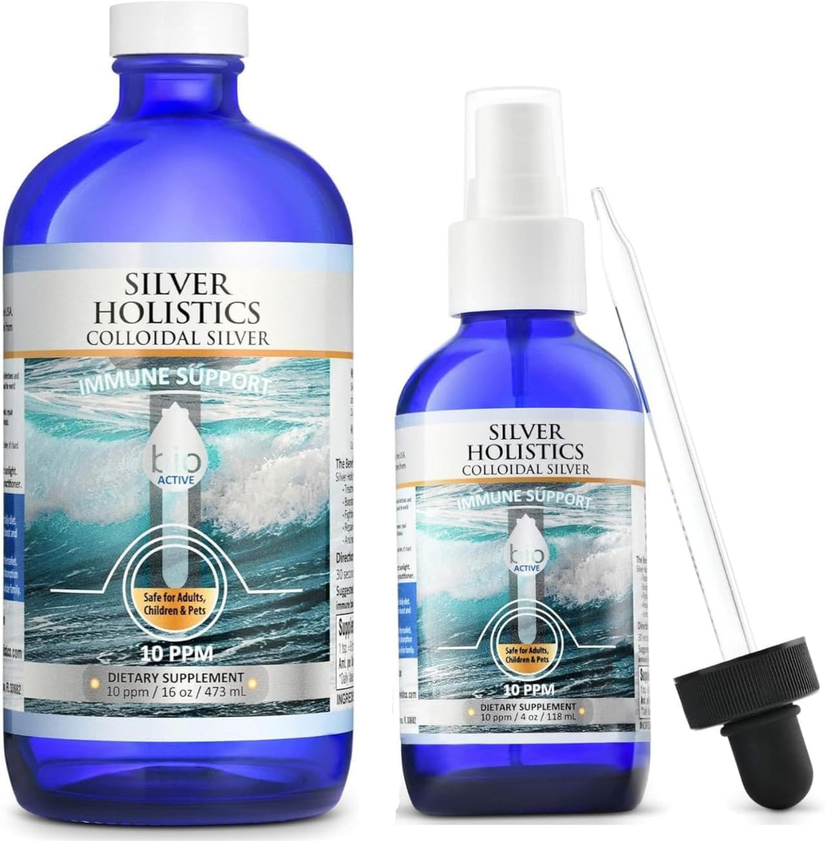 Flacon spray en verre teinté de 4 oz de Colloidal Silver