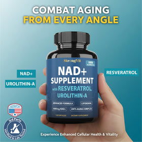 Flacon StrongVit Resvératrol avec arrière-plan naturel