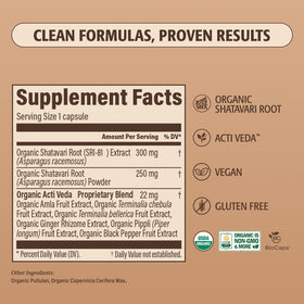 Flacon support ORGANIC Shatavari SRI-81 ouvert avec capsules visibles