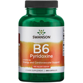 Flacon Swanson B6 Pyridoxine 100 mg 250 capsules vue de face