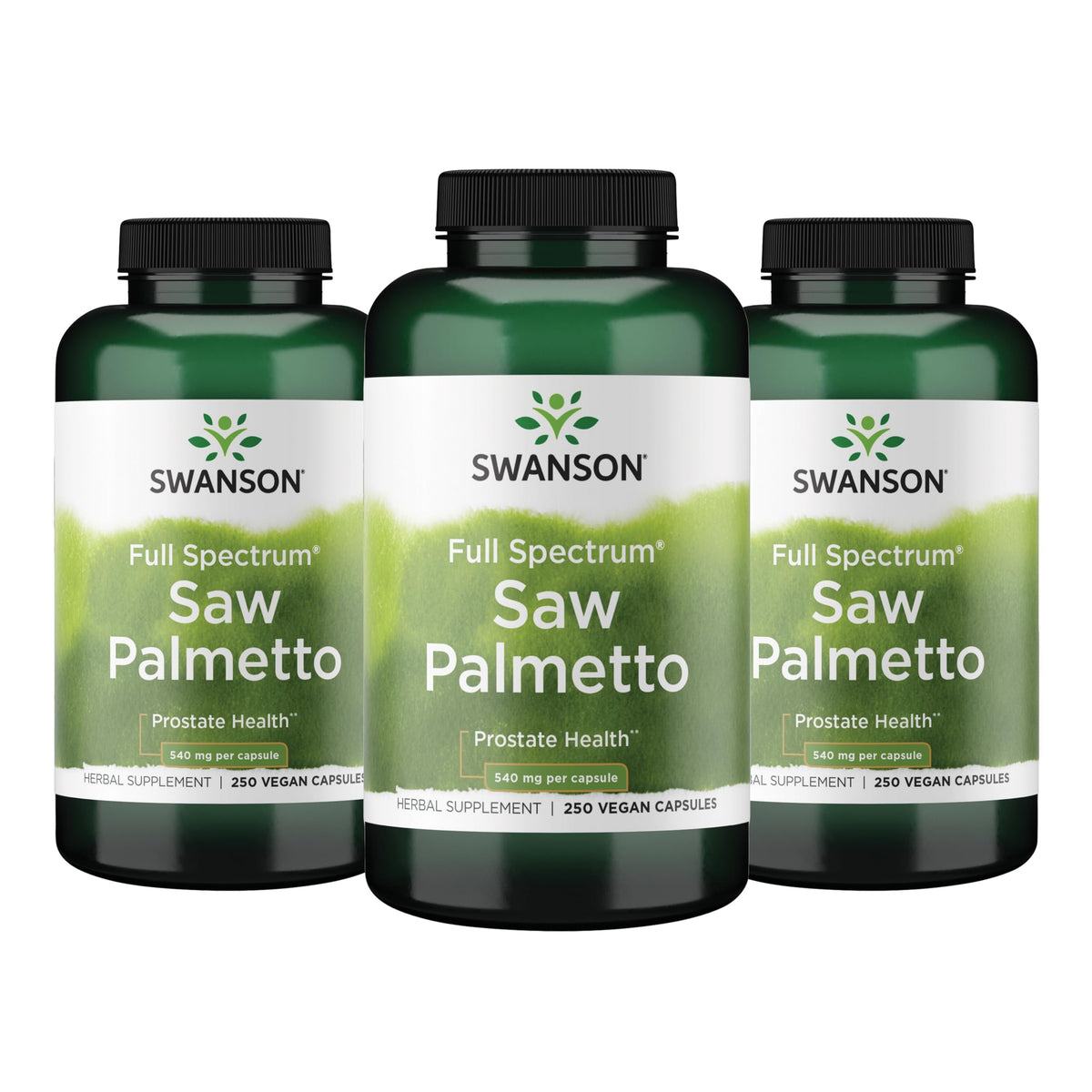 Flacon Swanson Saw Palmetto 540 mg 250 capsules végétales vue de face