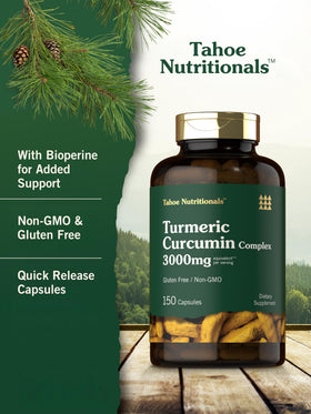 Flacon Tahoe Nutritionals Curcuma Curcumine avec étiquette