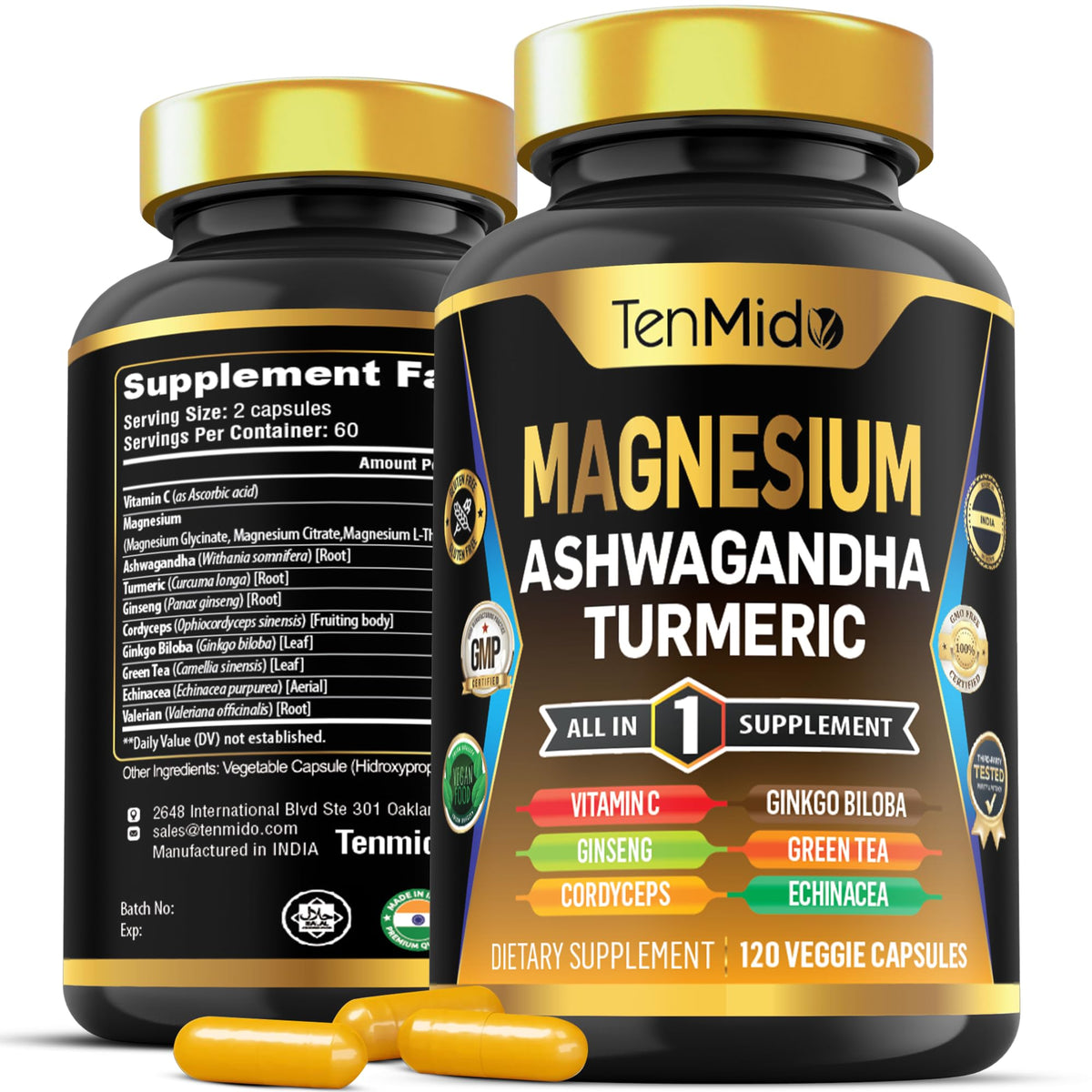 Flacon Tenmido de 120 capsules végétales de magnésium
