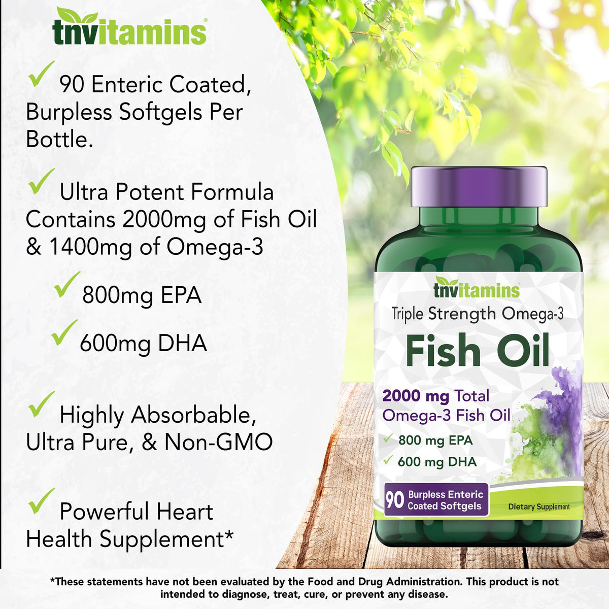 Flacon TNVitamins omega-3 avec l'étiquette visible