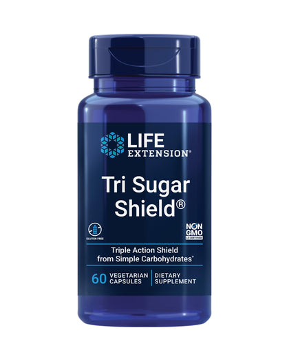 Flacon Tri Sugar Shield® de Life Extension vue de face avec 60 capsules