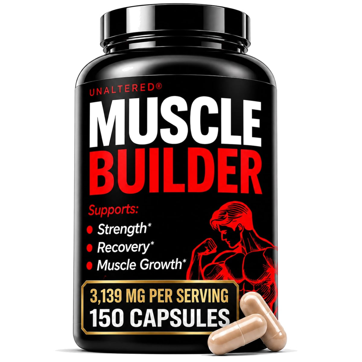 Flacon UNALTERED Complément Alimentaire Muscle 150 capsules