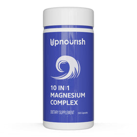 Flacon UpNourish de 240 capsules de magnésium 10 en 1, vue de face