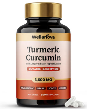 Flacon Wellanova Complément Alimentaire Curcuma 3 600 mg vue de face