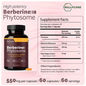 Flacon WellForge Berbérine Phytosome 550mg avec étiquette