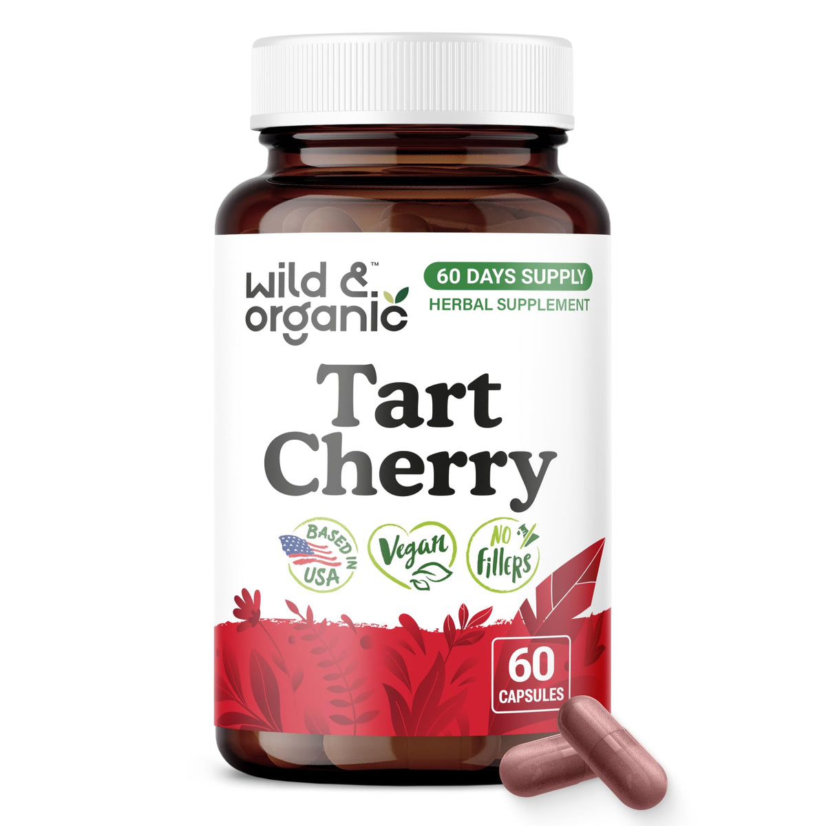 Flacon Wild & Organic Capsules Cerise Acidulée 600 mg vue de face