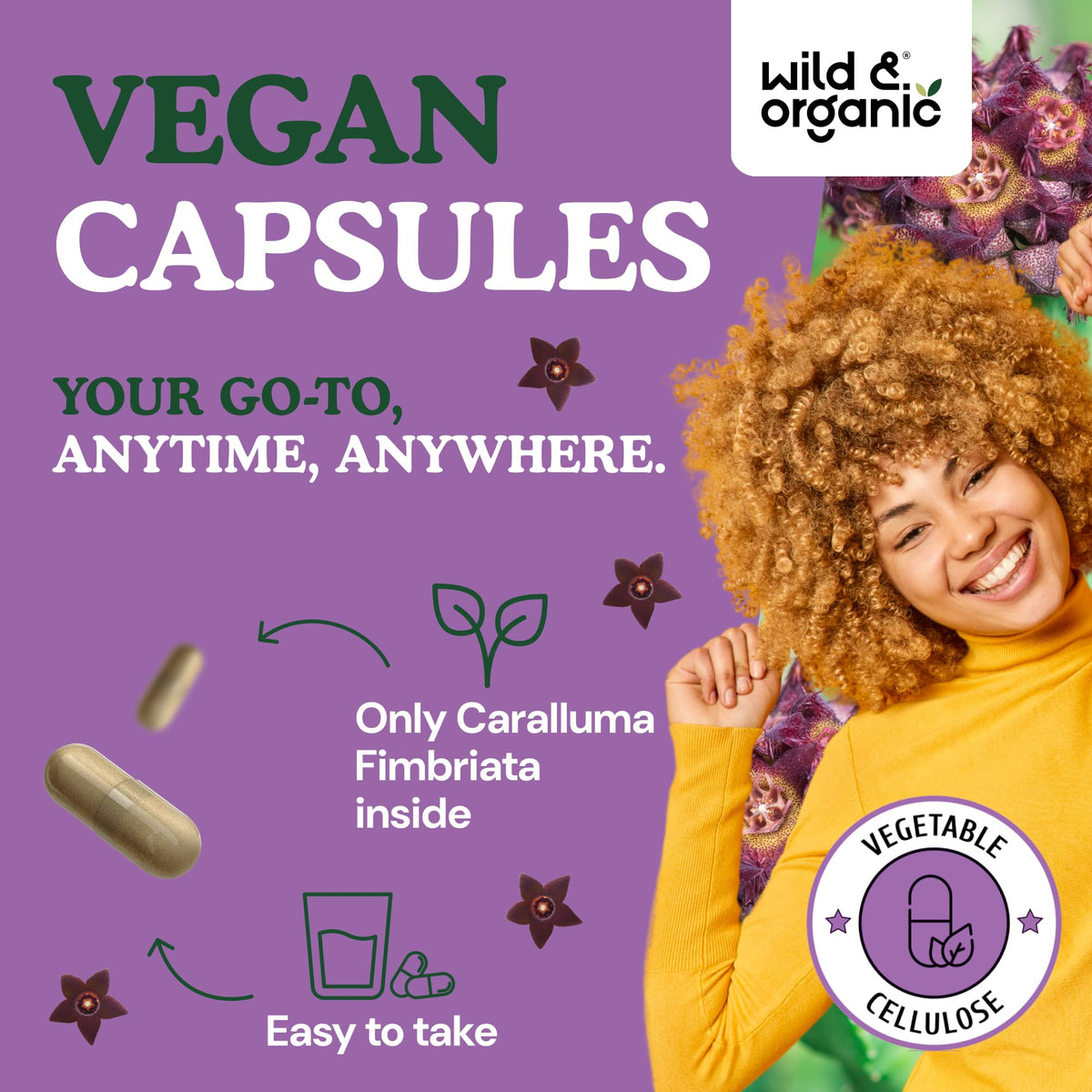 Flacon Wild & Organic Caralluma 1000 mg avec dosage visible