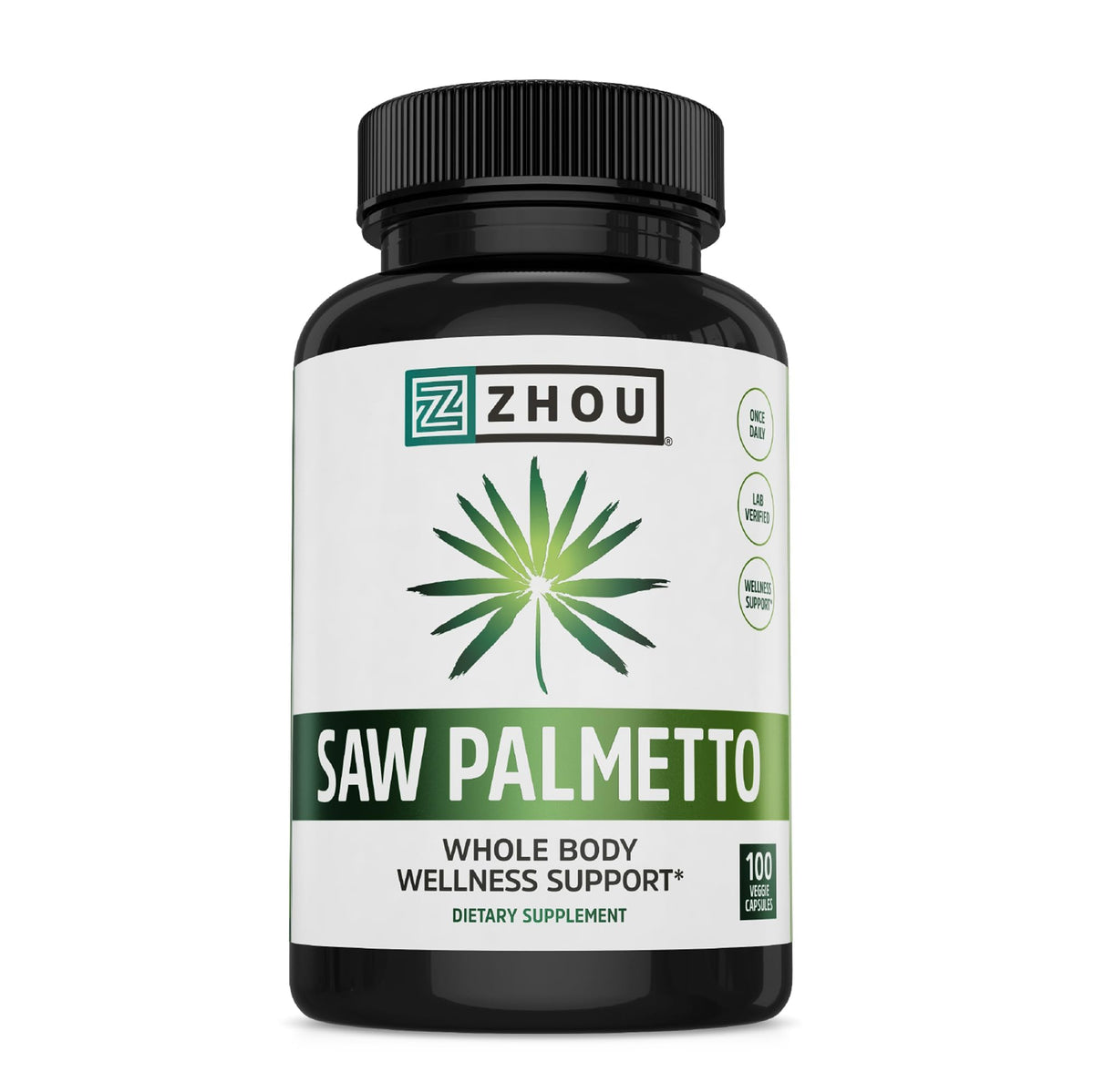 Flacon ZHOU Saw Palmetto 450mg 100 capsules végétales vue de face