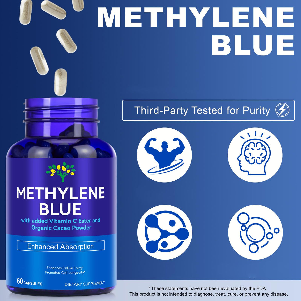 Flacon ZODENIS Capsules de Bleu de Méthylène avec étiquette visible